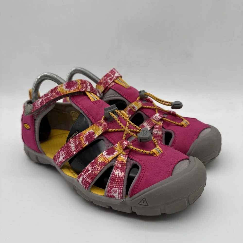Keen Hiking Sandals Youth 7 Seacamp II CNX Pink Hook & Loop Tie Dye 1026320